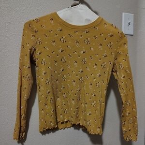 Arizona Jean Company Mustard Floral Long Sleeve Top